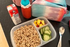 cereal lunch on counter.