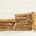 stack of peanut butter granola bars on counter.