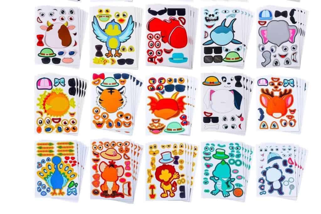 animal faces stickers kit.