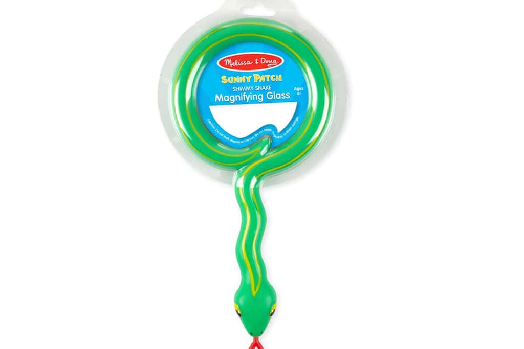 magnifying glass in green snake design.