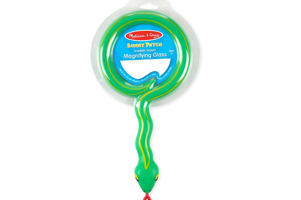magnifying glass in green snake design.