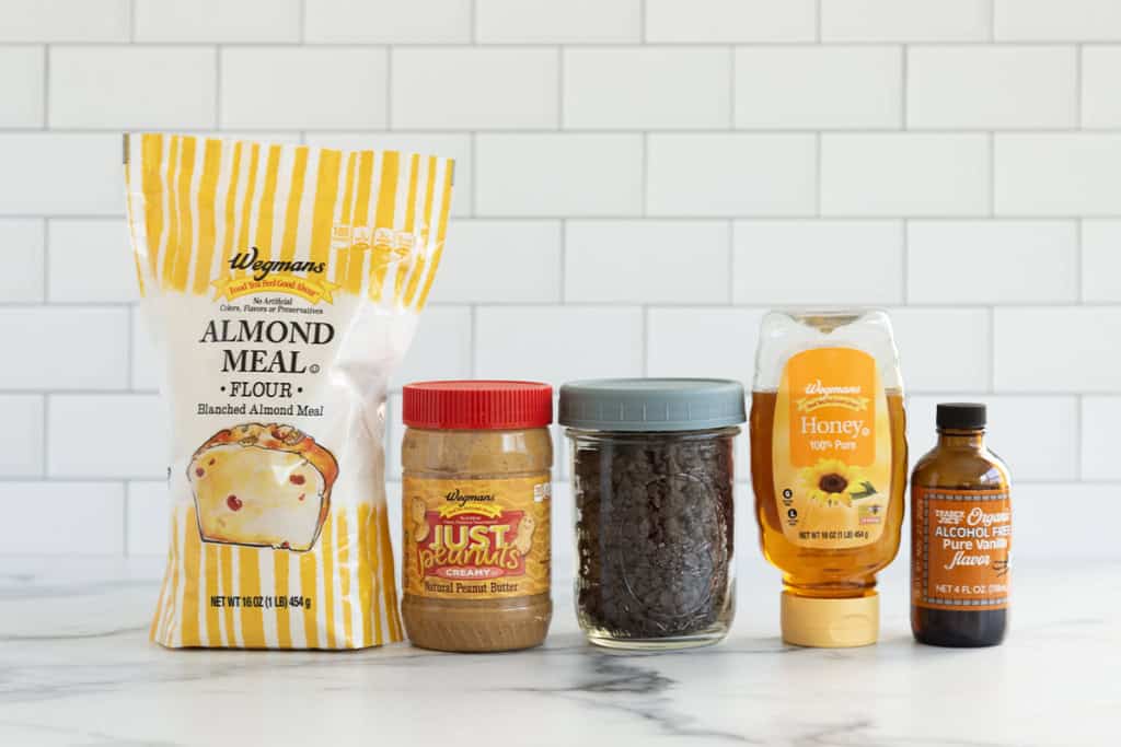 Ingredients for edible cookie dough on countertop.