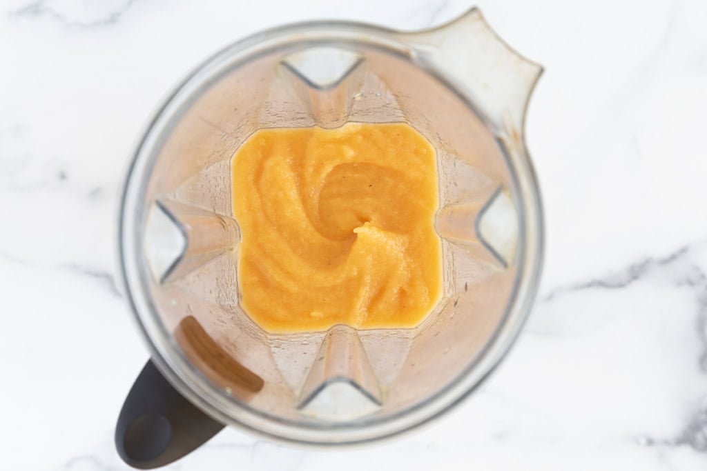 Mixture in blender for fruit popsicles.