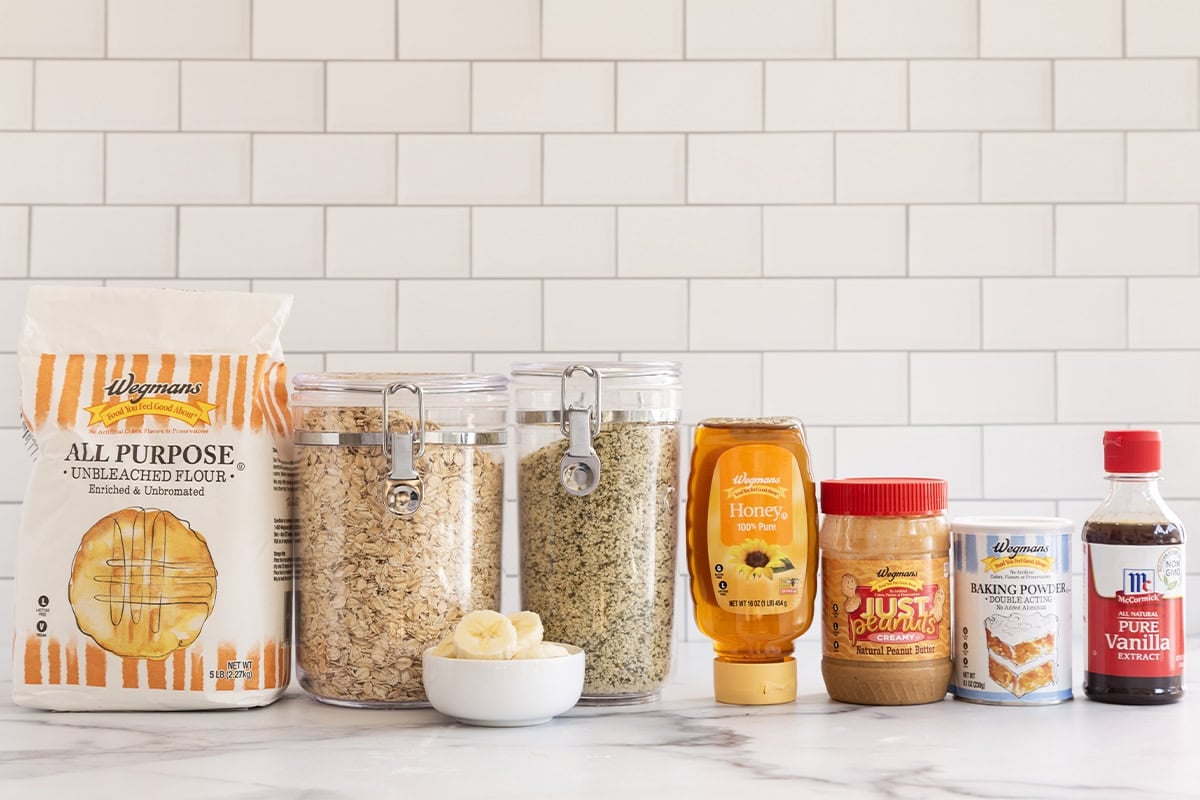 Ingredients for Healthy Granola Bars on countertop.