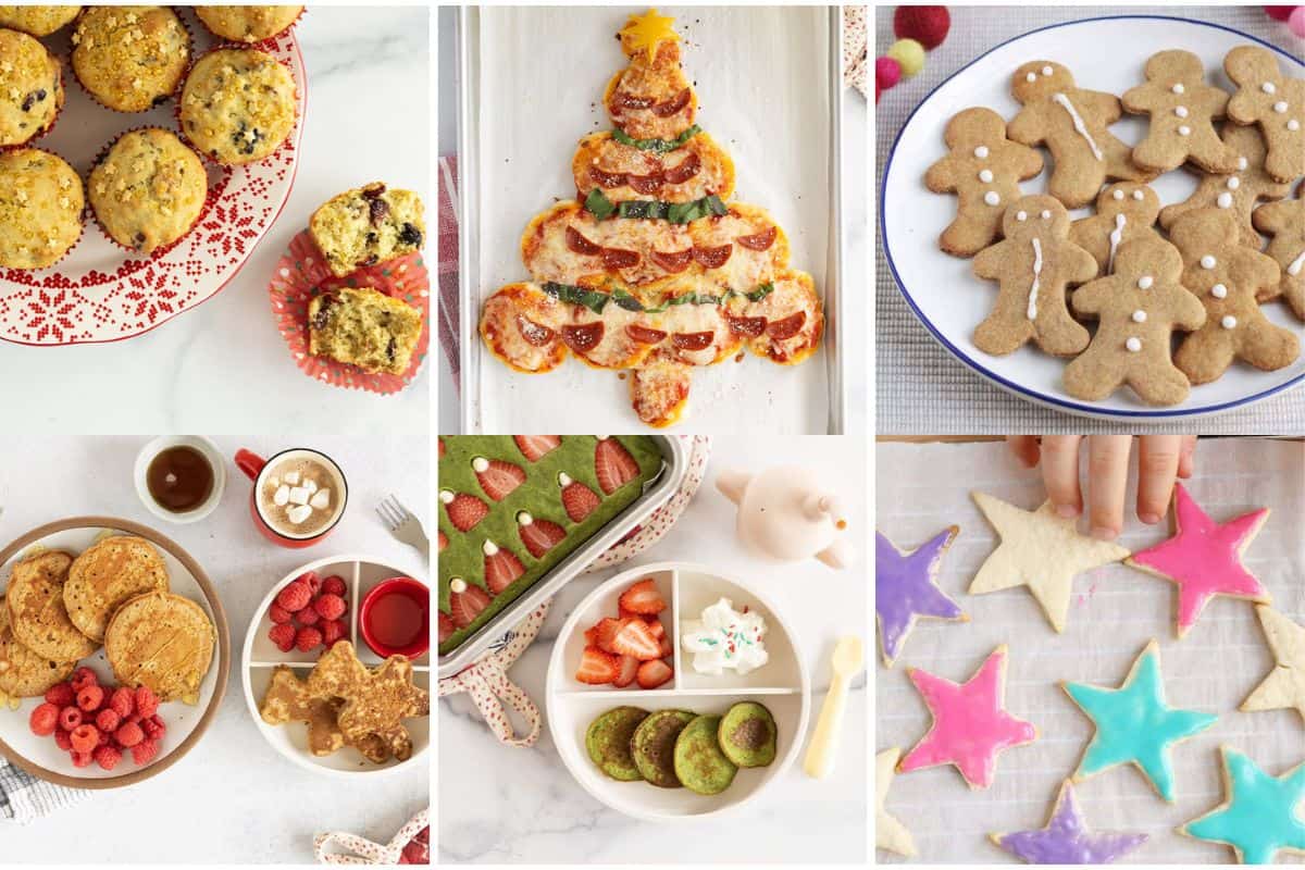 Christmas Recipes for Kids in grid of images.