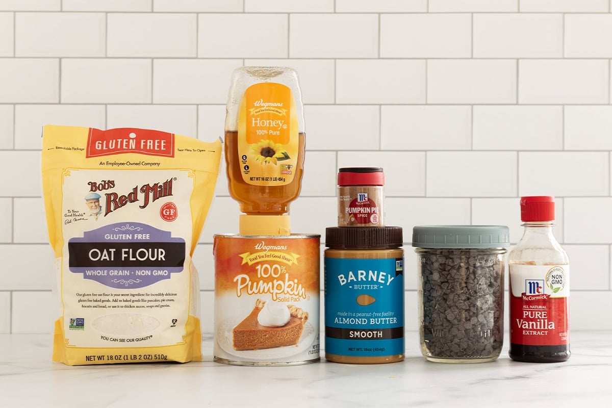 Ingredients for pumpkin protein balls on countertop.