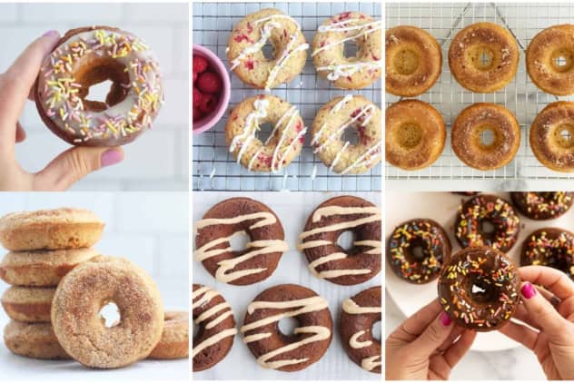 Baked Donut Recipes in a grid of 6 images.