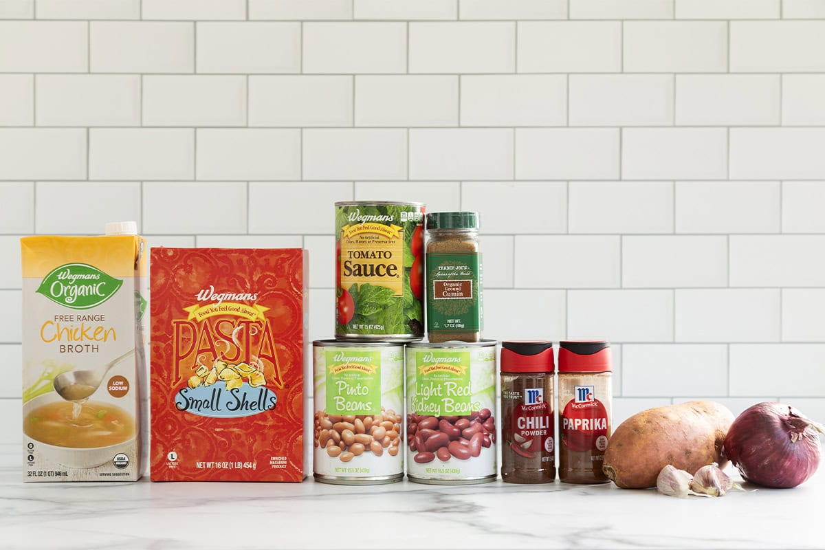 Ingredients for veggie chili mac. 