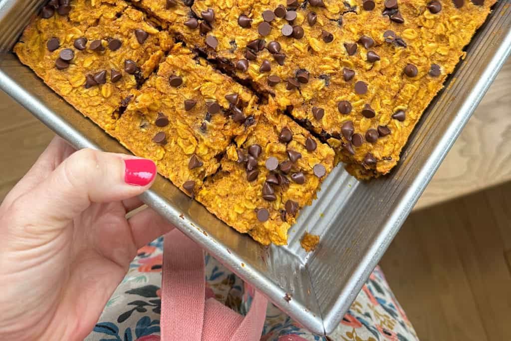 pan of pumpkin bars.