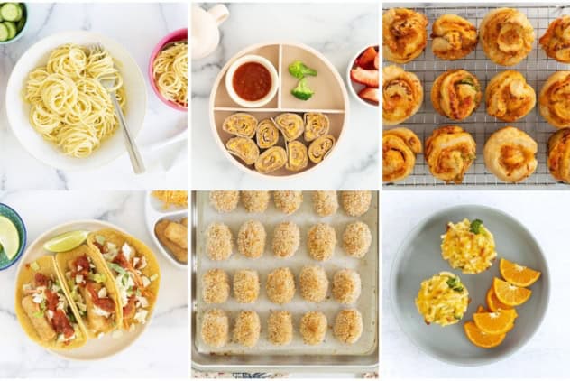 picky eater dinner recipes in grid of 6 images.