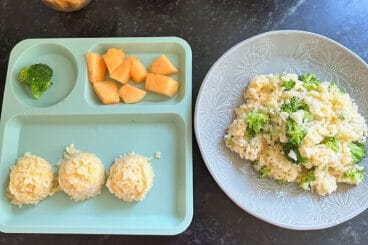rice balls on plate.