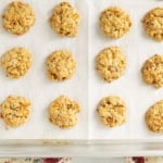 Carrot oatmeal cookies on baking sheet.