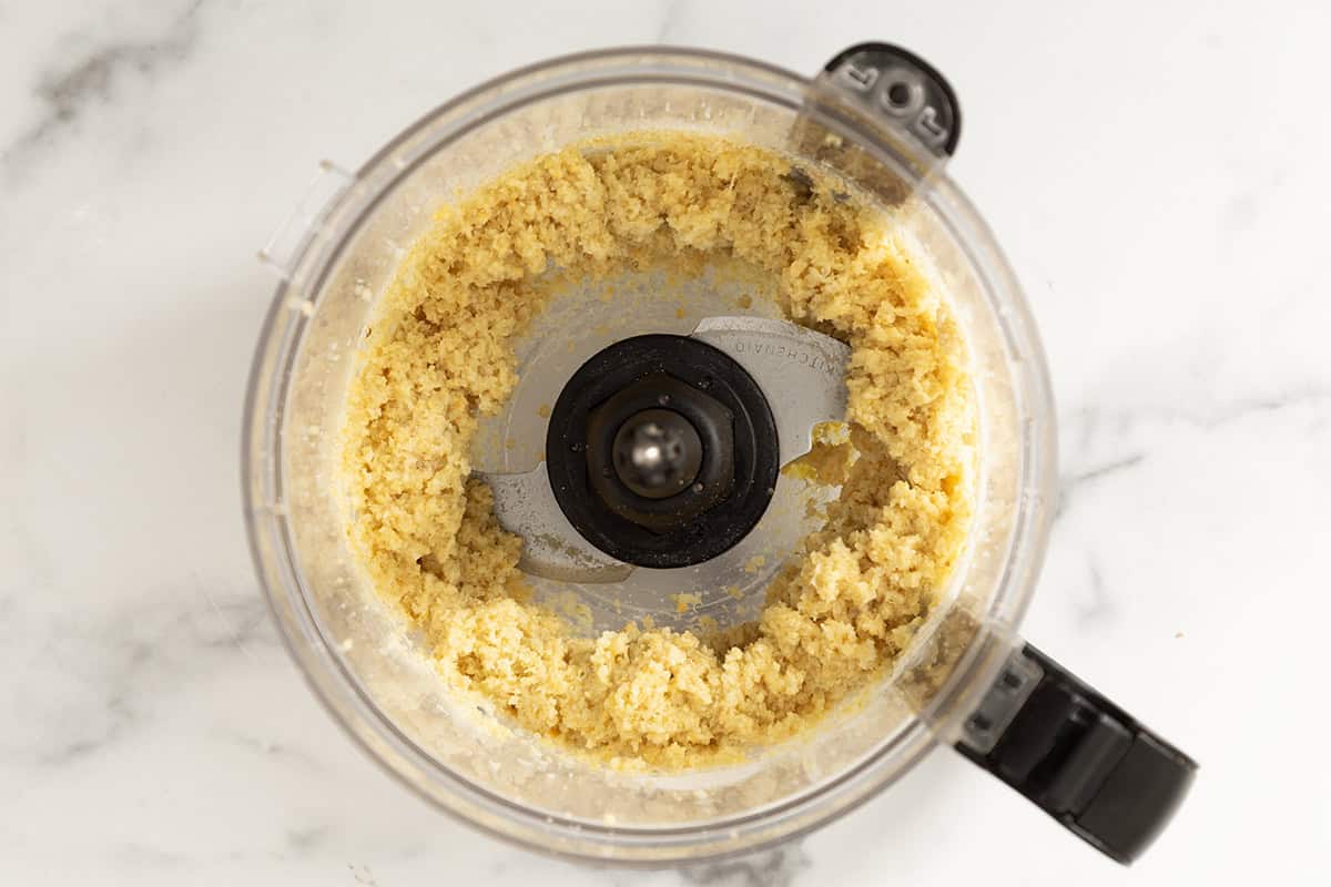 mixture for quinoa bites in food processor.