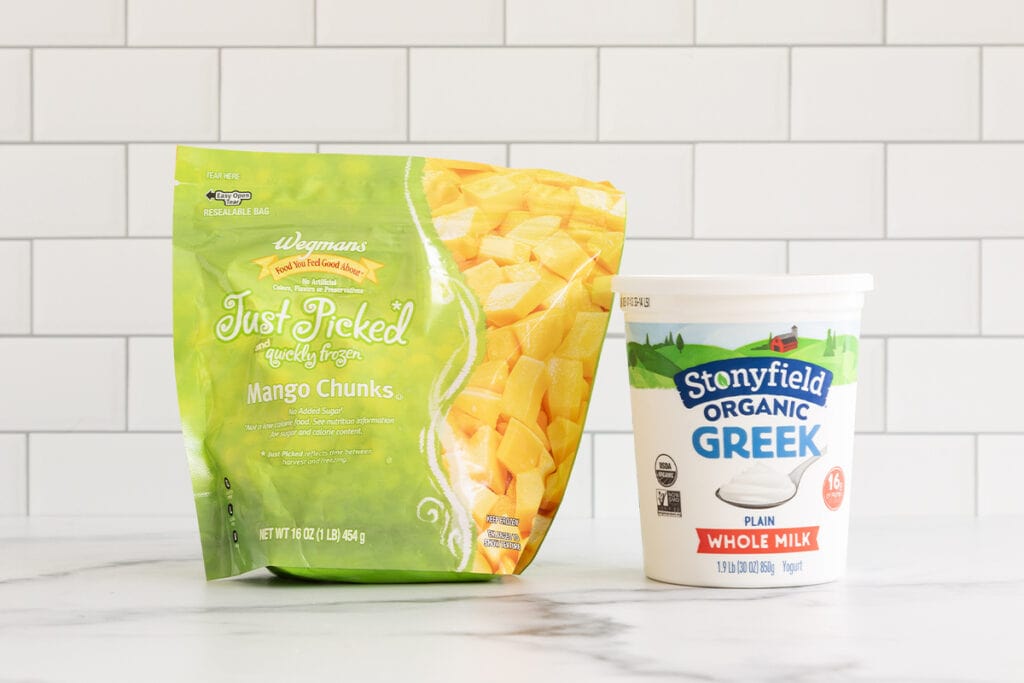 ingredients in baby ice cream on counter.