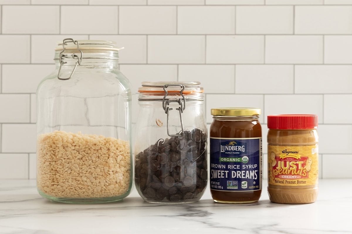 Ingredients for crunch bars on countertop.