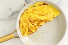 Omelet in pan after cooking.