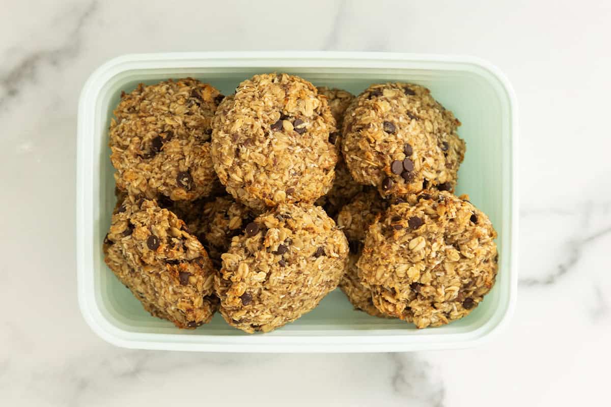 Breakfast cookies in storage container.