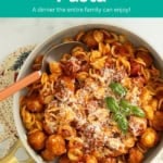 Chicken meatball pasta pin.