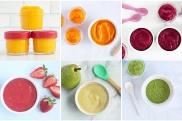 Stage 1 Baby Food List Grid of images