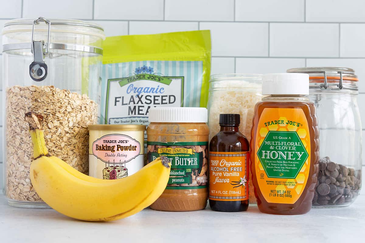 Ingredients for breakfast cookies on baking sheet.