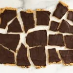 Cookie dough bark broken into pieces.