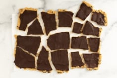 Cookie dough bark broken into pieces.