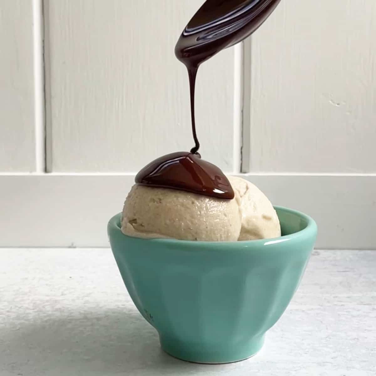 banana ice cream with chocolate magic shell.