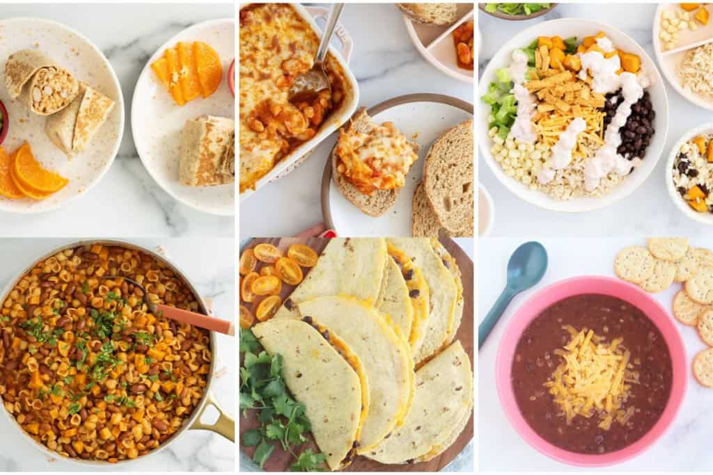 Bean dinners in grid of images.