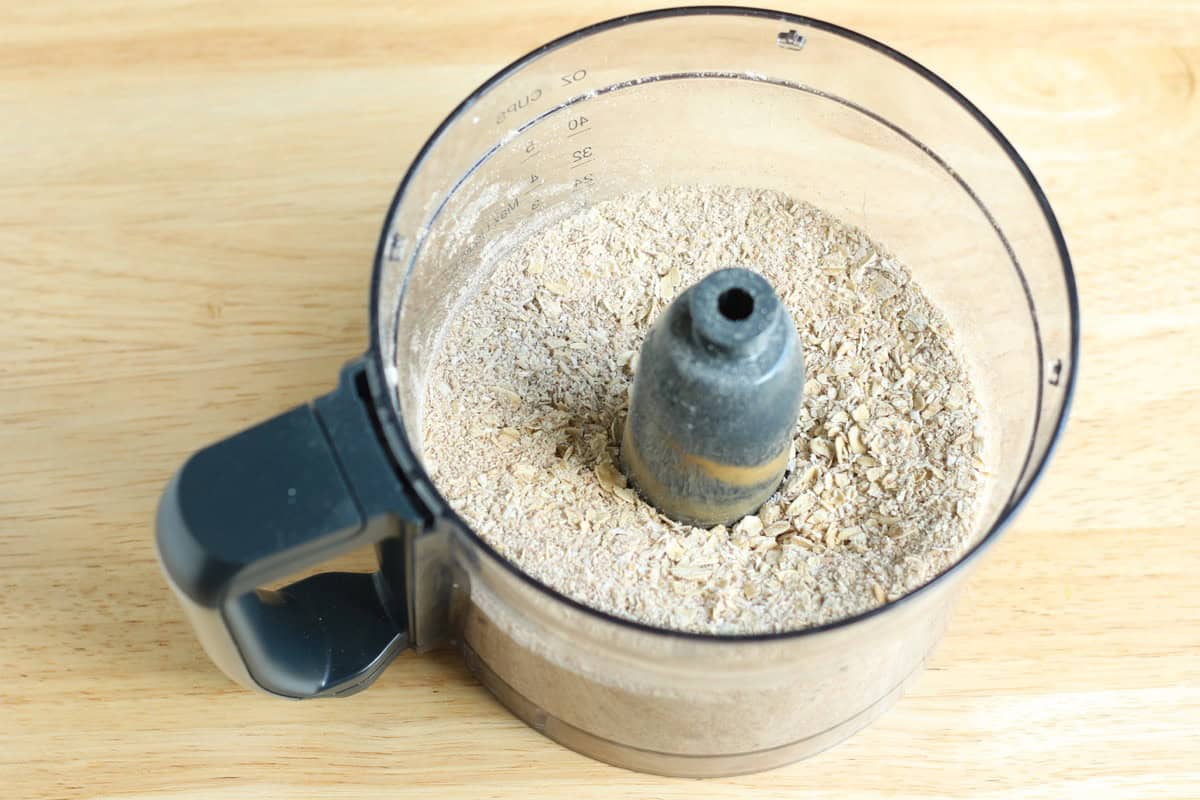 Ground oats in a food processor.
